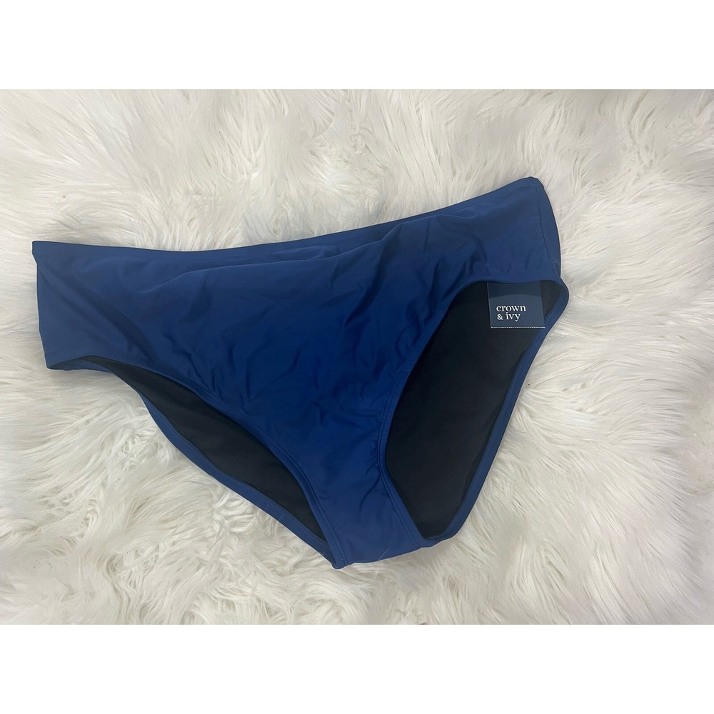 Crown & Ivy Bikini Bottom XXL Full Coverage Nautical Blue Beach Swim Plus NEW